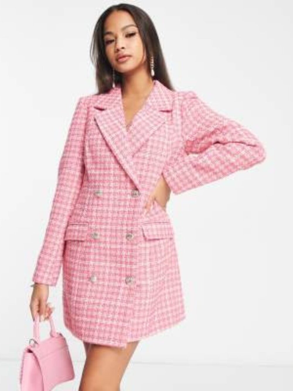 Miss Selfridge Barbie Pink Blazer Dress Tweed Boucle Size UK 16 US 12 NWT
